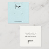 ロゴを追加アクアブルーレザースタッドイヤリングディスプレイ スクエア名刺 (正面/裏面)