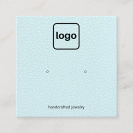 ロゴを追加アクアブルーレザースタッドイヤリングディスプレイ スクエア名刺