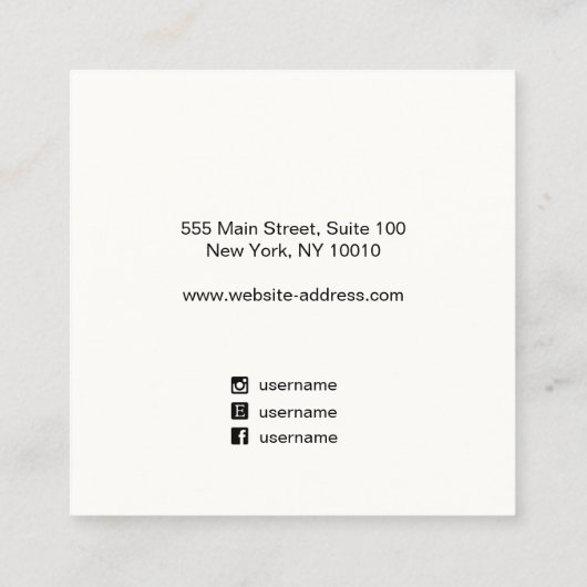 ロゴを追加アクアブルーレザースタッドイヤリングディスプレイ スクエア名刺 (裏面)