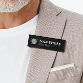 ロゴを追加エレガントシンプルはっきりしたブラックマグネットタイトル 名札