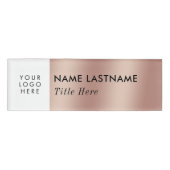 ロゴを追加エレガントフェイクバラ金ゴールドホワイトマグネットタイトル 名札 (正面)