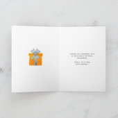 ロゴを追加オレンジギフト花火ビジネス誕生日 カード (内部)