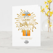 ロゴを追加オレンジギフト花火ビジネス誕生日 カード (黄色い花)