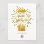 ロゴを追加オレンジギフト金ゴールドFireworksグループ誕生日 シーズンポストカード (正面)
