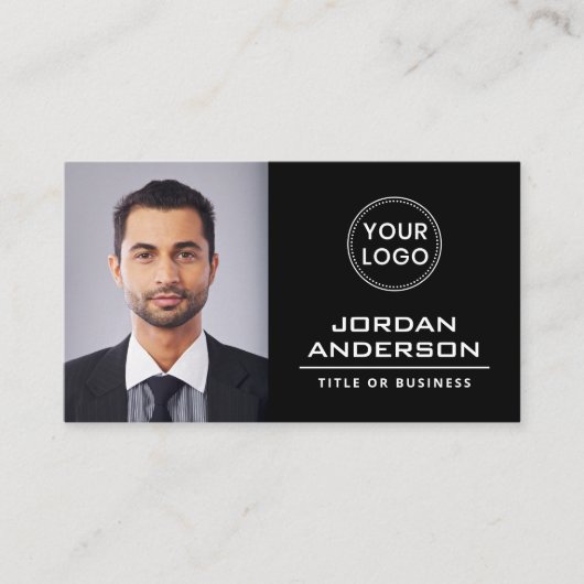 ロゴを追加カスタムするフォトブラックプロフェッショナル 名刺 (正面)