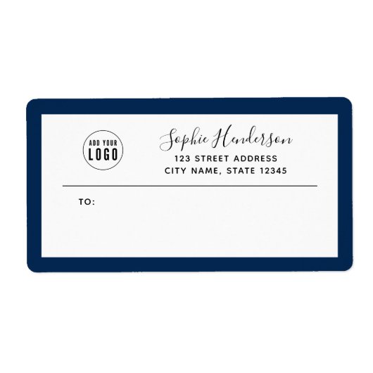 ロゴを追加カスタム縁ど書差出人住所 ラベル (正面)