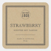 ロゴを追加クラシックするグレー縁どKraft製品ラベル スクエアシール (正面)