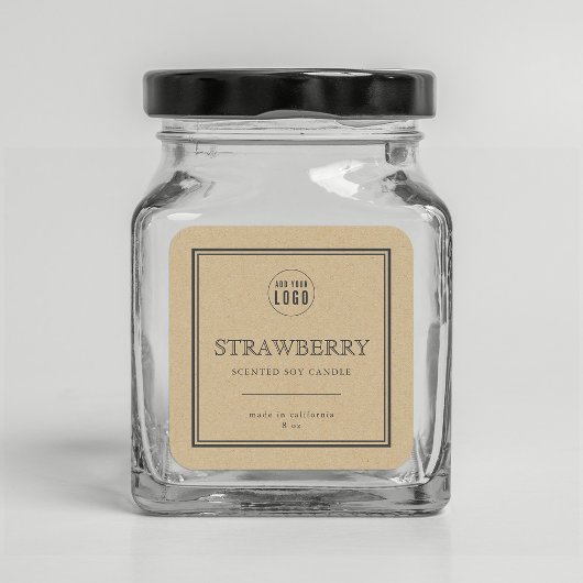 ロゴを追加クラシックするグレー縁どKraft製品ラベル スクエアシール