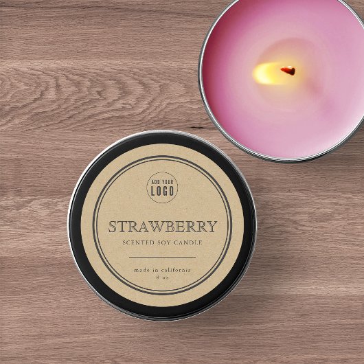 ロゴを追加クラシックするグレー縁どKraft製品ラベル ラウンドシール