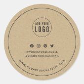 ロゴを追加グレイ縁どソーシャルメディアブランディングKraft ラウンドシール (正面)