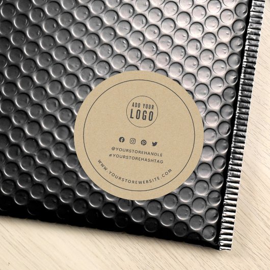 ロゴを追加グレイ縁どソーシャルメディアブランディングKraft ラウンドシール