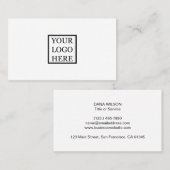 ロゴを追加シンプルするミニマル白黒 名刺 (正面/裏面)