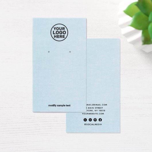 ロゴを追加シンプルする青いイヤリングディスプレイカード (デスク)