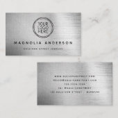 ロゴを追加シンプルSilver Brushed Metal 名刺 (正面/裏面)