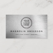 ロゴを追加シンプルSilver Brushed Metal 名刺 (正面)