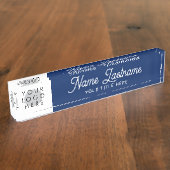 ロゴを追加スクリプト書道タイトルNavy Blue デスクネームプレート (側面)