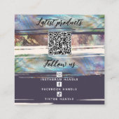 ロゴを追加ソーシャルメディアQRコード母の真珠オパール スクエア名刺 (裏面)