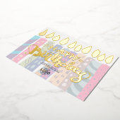 ロゴを追加パステルキャンドルカラフルビジネス誕生日 箔招待状 (回転した状態)