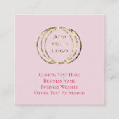 ロゴを追加ピンクウォーターカラーハートバレンタインカスタム スクエア名刺 (裏面)