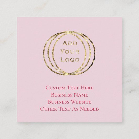 ロゴを追加ピンクウォーターカラーハートバレンタインカスタム スクエア名刺 (裏面)