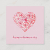ロゴを追加ピンクウォーターカラーハートバレンタインカスタム スクエア名刺 (正面)