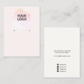 ロゴを追加ピンク色のイヤリング表示ホルダー 名刺 (正面/裏面)