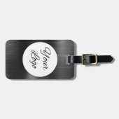 ロゴを追加ブラックグレーフェイクメタルスチールスタイル ラゲッジタグ (正面横)