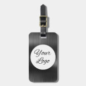 ロゴを追加ブラックグレーフェイクメタルスチールスタイル ラゲッジタグ (正面縦)