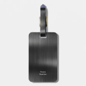 ロゴを追加ブラックグレーフェイクメタルスチールスタイル ラゲッジタグ (裏面縦)