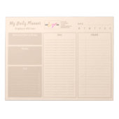 ロゴを追加ベージュのパーソナライズされた波付き毎日プランナー ノートパッド (正面)