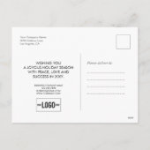 ロゴを追加ミニマル金ゴールドスターNavy Business Happy シーズンポストカード (裏面)