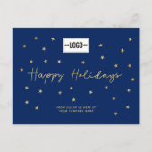ロゴを追加ミニマル金ゴールドスターNavy Business Happy シーズンポストカード (正面)