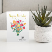 ロゴを追加レッドオレンジフォーク花ビジネス誕生日 カード