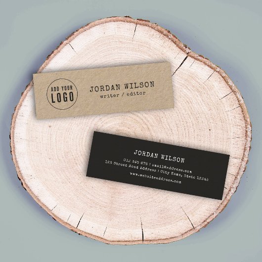 ロゴを追加素朴KraftタイプライターDark Gray スキニー名刺