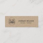 ロゴを追加素朴KraftタイプライターDark Gray スキニー名刺 (正面)