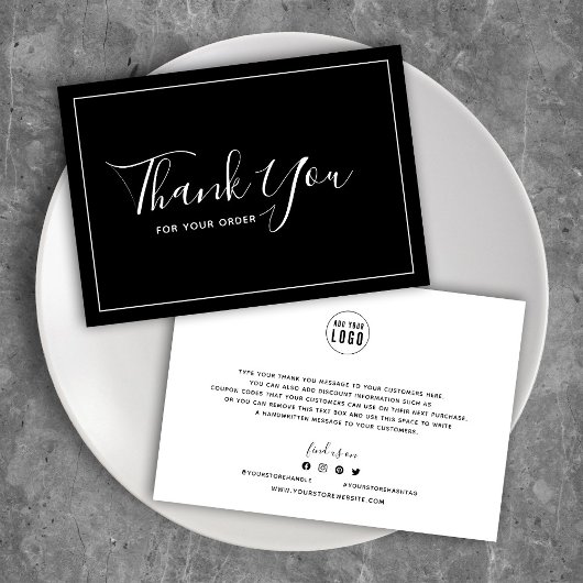 ロゴを追加縁ど白編集可能な色 サンキューカード