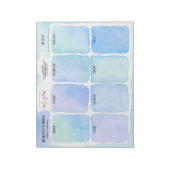 ロゴを追加芸術的ブルーウォーター色の毎週プランナー ノートパッド (回転)