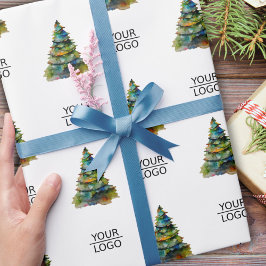 ロゴを追加 クリスマスツリー柄 企業名  ラッピングペーパー