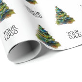 ロゴを追加 クリスマスツリー柄 会社名  ラッピングペーパー (ロールコーナー)