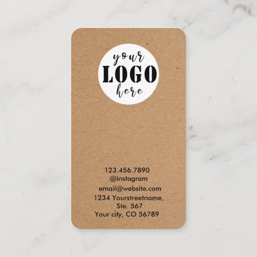 ロゴを追加 シンプルクラフト紙のイヤリング ディスカード 名刺 (裏面)