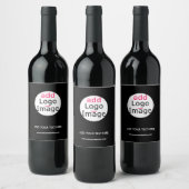 ロゴを追加 ビジネス カジュアル オーダーメイド ブラック ブランド ワインラベル (ボトル)