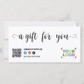 ロゴを追加 現代のQRコード ギフト証明書 (裏面)