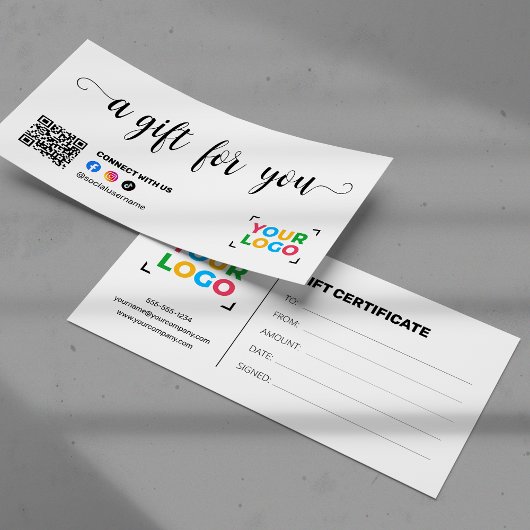 ロゴを追加 現代のQRコード ギフト証明書