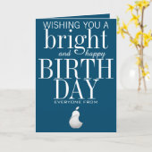 ロゴを追加 社員向け 青い誕生日カード カード (黄色い花)