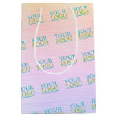 ロゴを追加 - 黄色、ピンク、紫のブラシ仕上げステンレス ミディアムペーパーバッグ (正面)