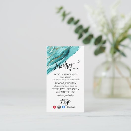 ロゴを追加 - UKのジュエリーケアカード 名刺 (スタンド正面)