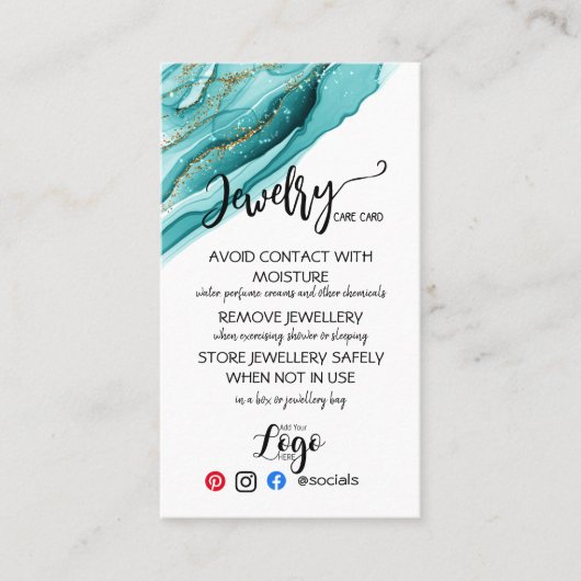 ロゴを追加 - UKのジュエリーケアカード 名刺 (正面)