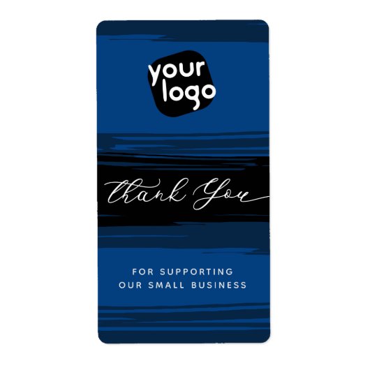 ロゴを追加Blue Branded Thank Youモダン Stickers ラベル (正面)