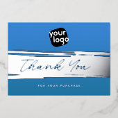 ロゴを追加Blue Silver Thank You Discount Card 箔シーズンカード (正面)