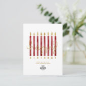 ロゴを追加Burgundyキャンドル事業ハッピーバースデー シーズンポストカード (スタンド正面)